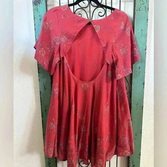 Kimchi Blue Rust Floral Mini Dress Sold At Free People. Sz M - Picture 6 of 7